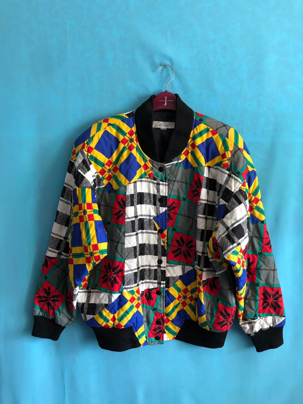 Japanese Brand 1990s givy combination art check floral #1385 Size US L / EU 52-54 / 3 - 2 Thumbnail