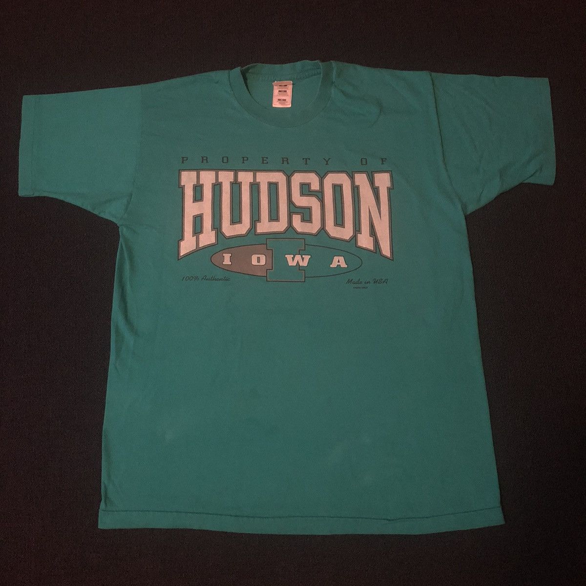 Vintage Vintage 90s Property of Hudson Iowa Varsity Logo Tee Size US XL / EU 56 / 4 - 1 Thumbnail