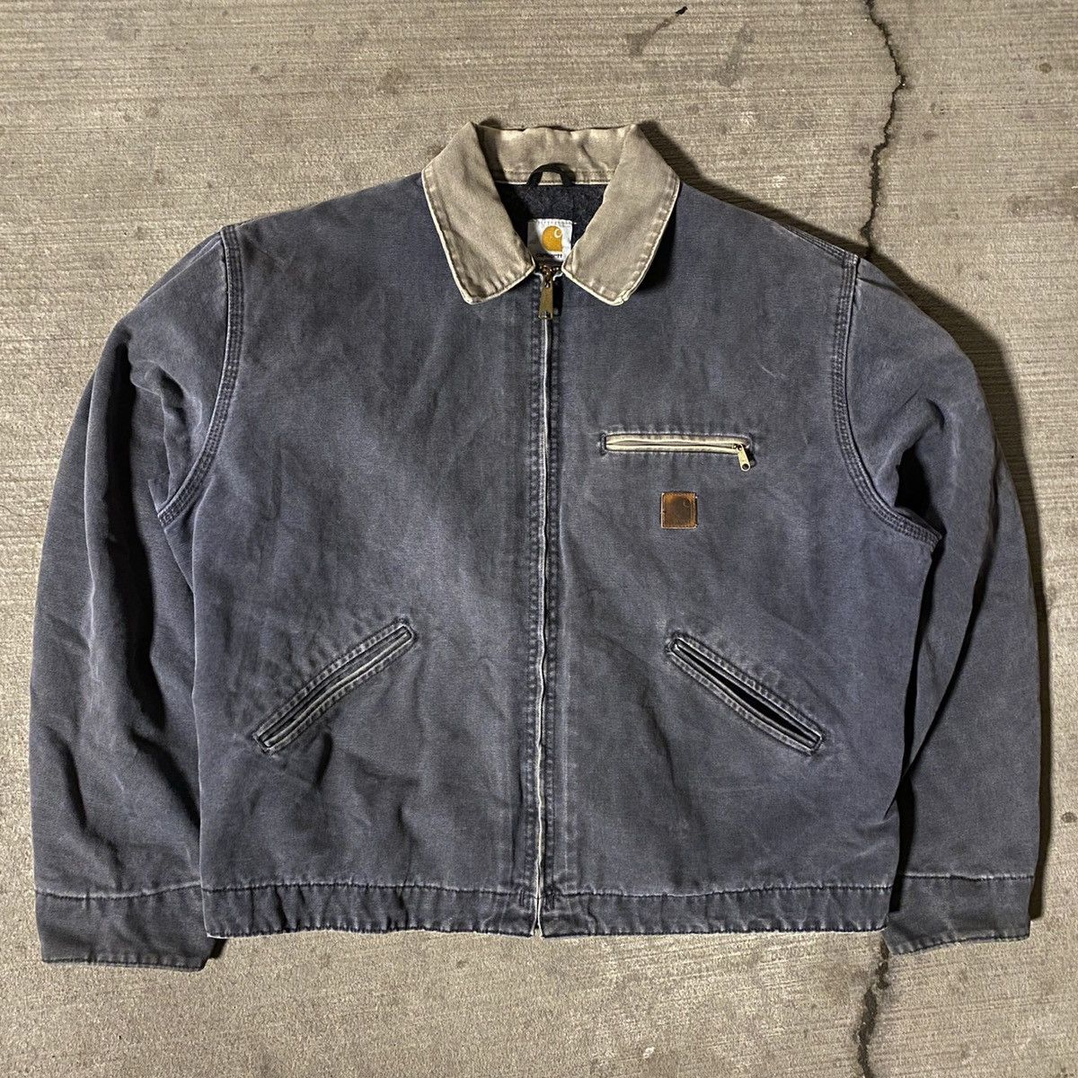Carhartt × Vintage RARE 90s Vintage Grey / Blue Fade Carhartt Detroit Jacket Size US L / EU 52-54 / 3 - 2 Thumbnail