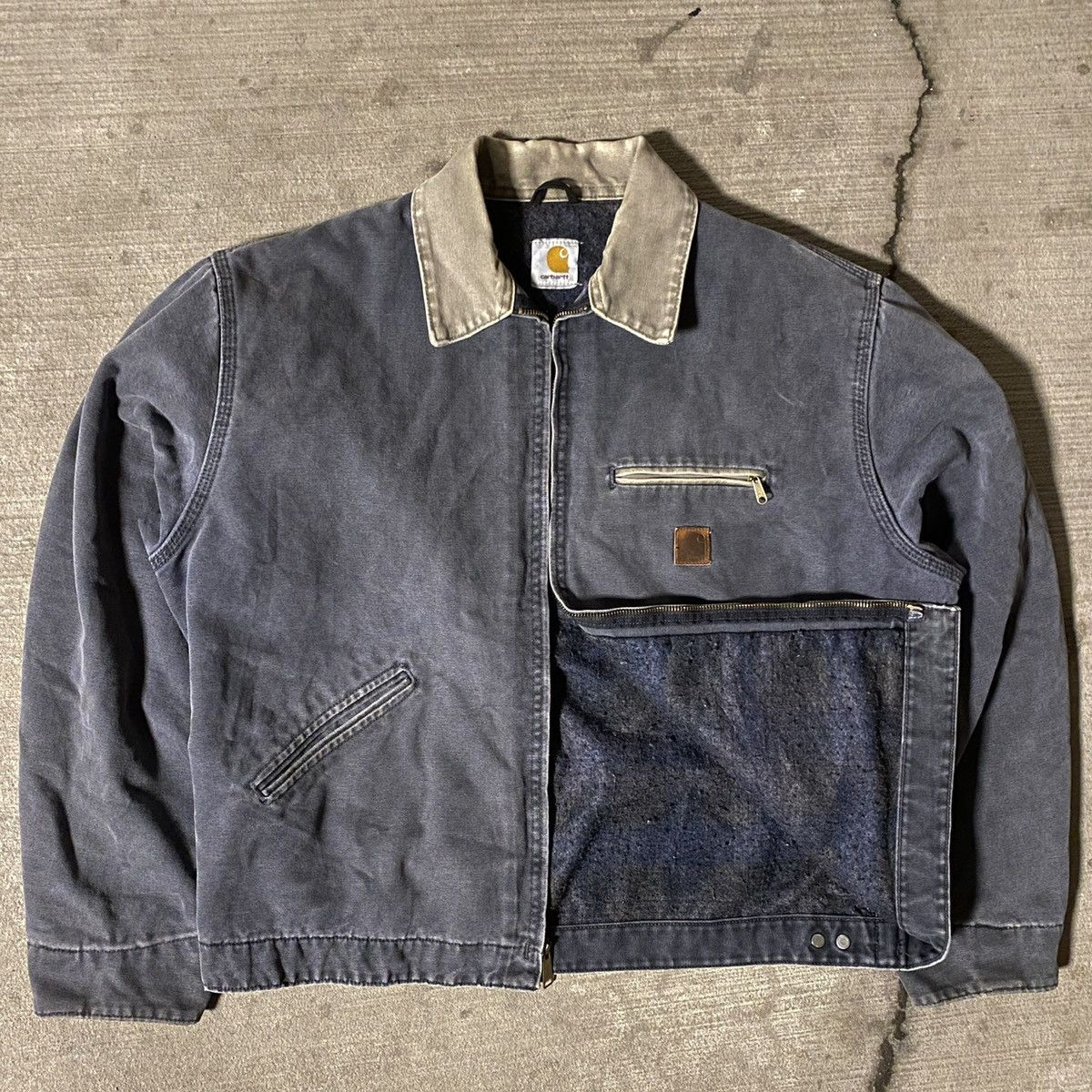 Carhartt × Vintage RARE 90s Vintage Grey / Blue Fade Carhartt Detroit Jacket Size US L / EU 52-54 / 3 - 4 Thumbnail