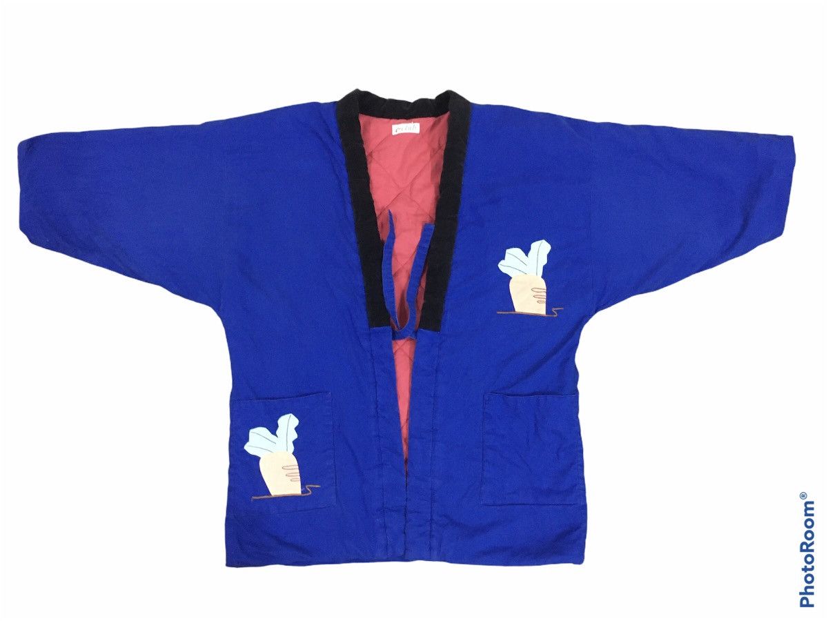 Vintage Kimono Puffer Rabbit Patches Cardigan