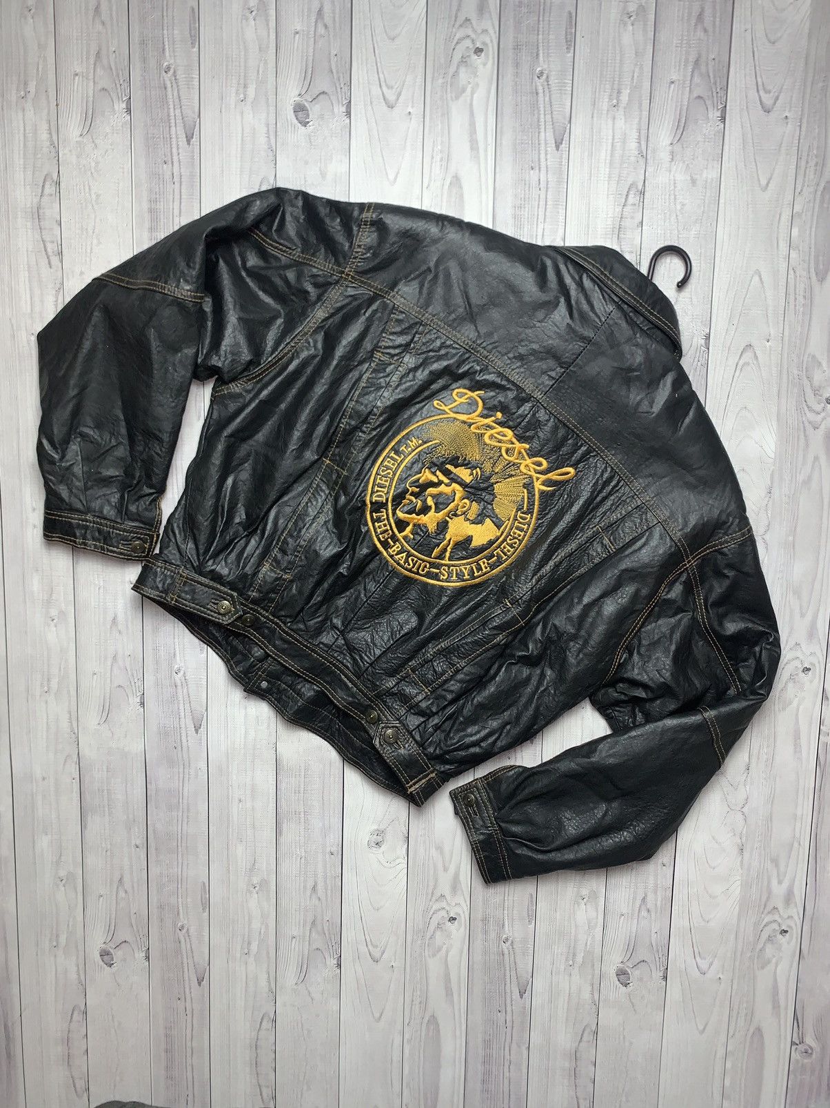 Vintage leather Jacket Diesel Big logo Size S