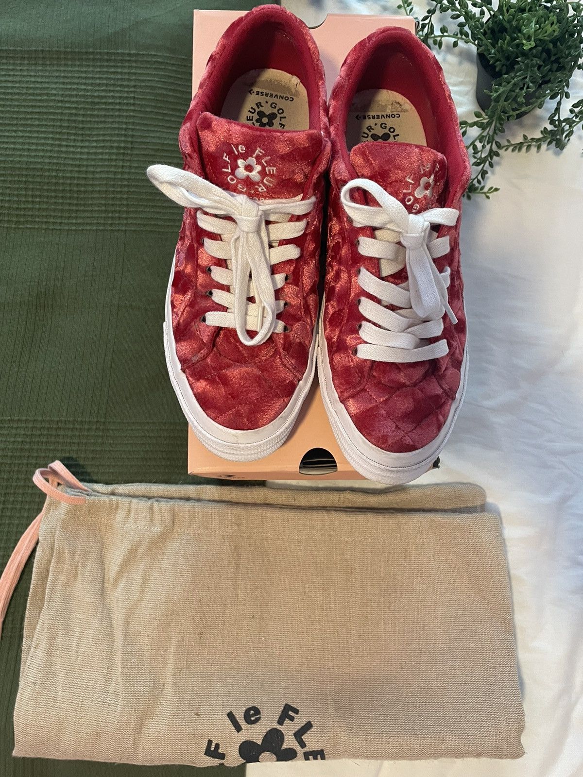 Converse × Golf Wang Golf Le Fleur x One Star Quilted Velvet Cherry Size US 10 / EU 43 - 4 Thumbnail