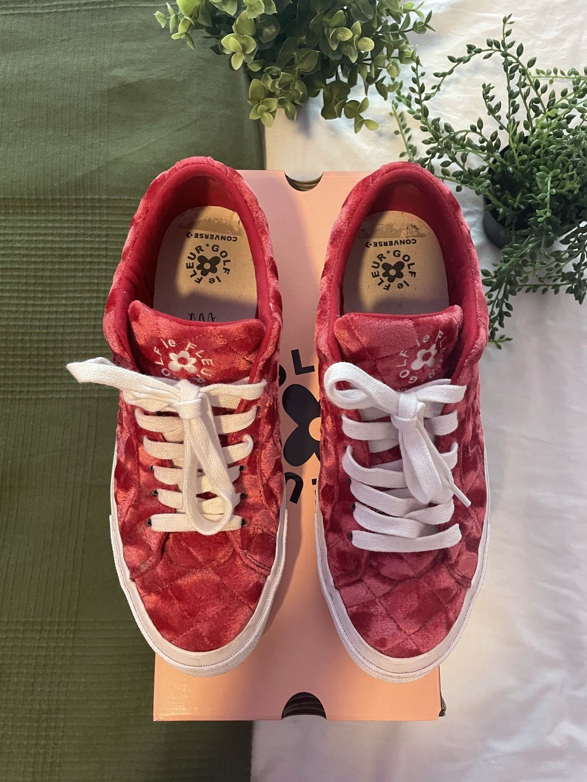 Converse Golf Le Fleur Quilted Velvet Sneakers high quality in Barbados Cherry