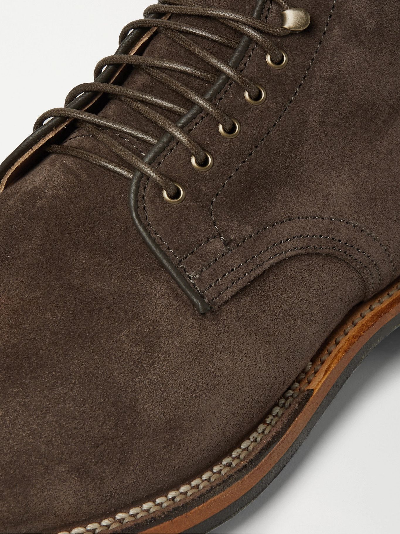 Viberg Zabri Leather-Trimmed Suede Derby Boots Tan Chocolate Size US 10 / EU 43 - 6 Thumbnail