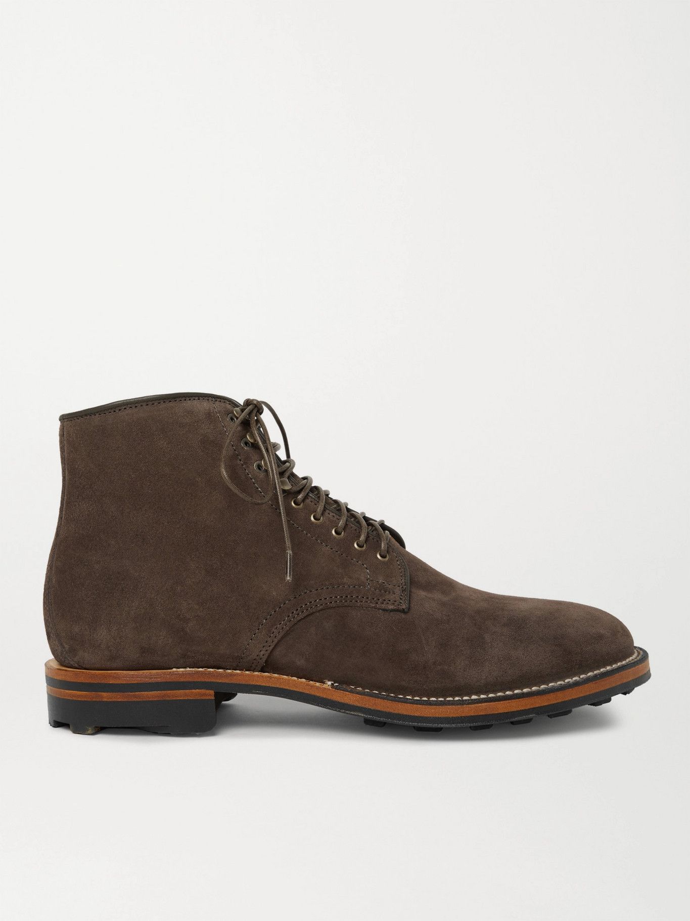 Viberg Zabri Leather-Trimmed Suede Derby Boots Tan Chocolate Size US 10 / EU 43 - 1 Thumbnail