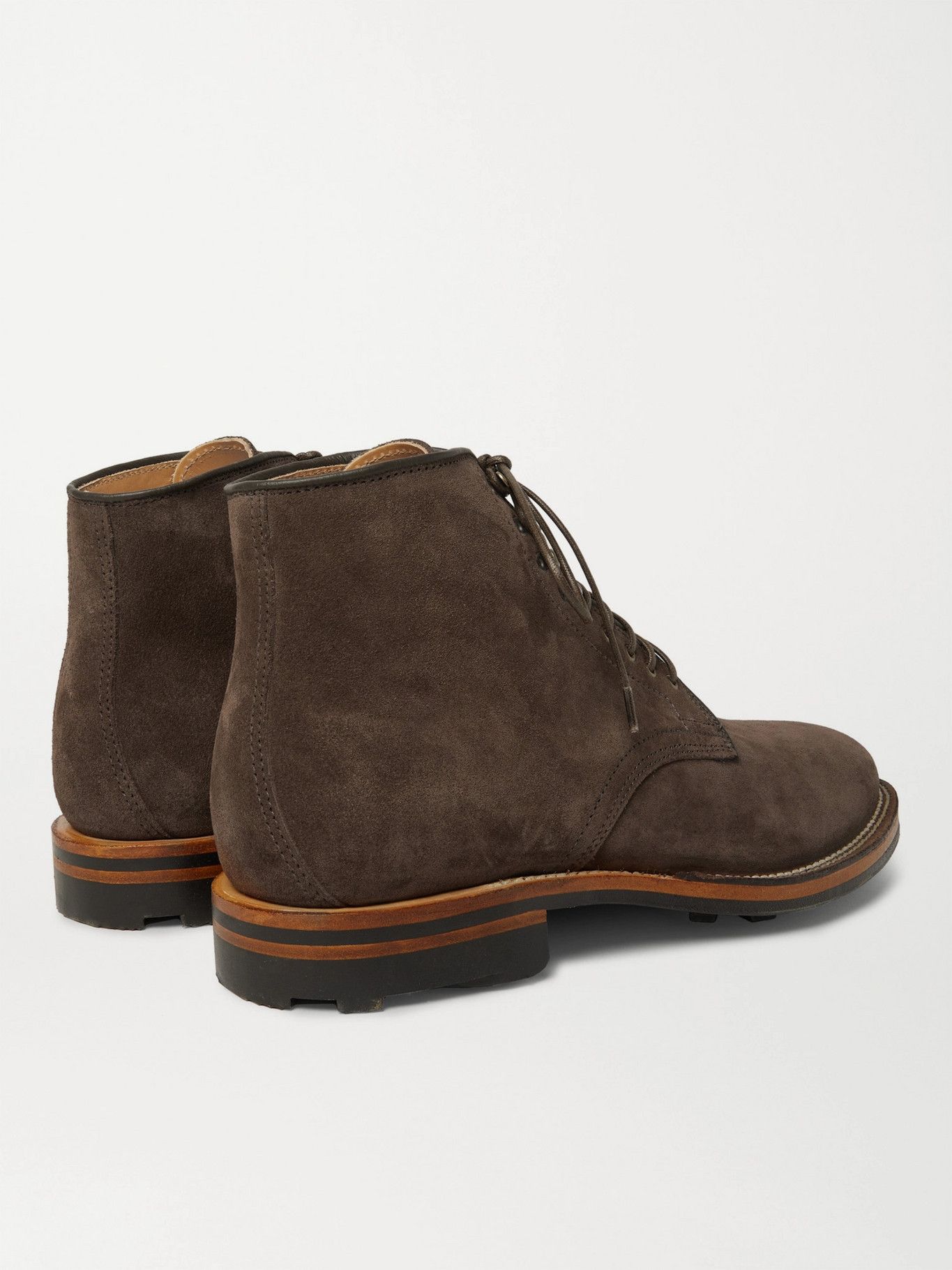 Viberg Zabri Leather-Trimmed Suede Derby Boots Tan Chocolate Size US 10 / EU 43 - 5 Thumbnail