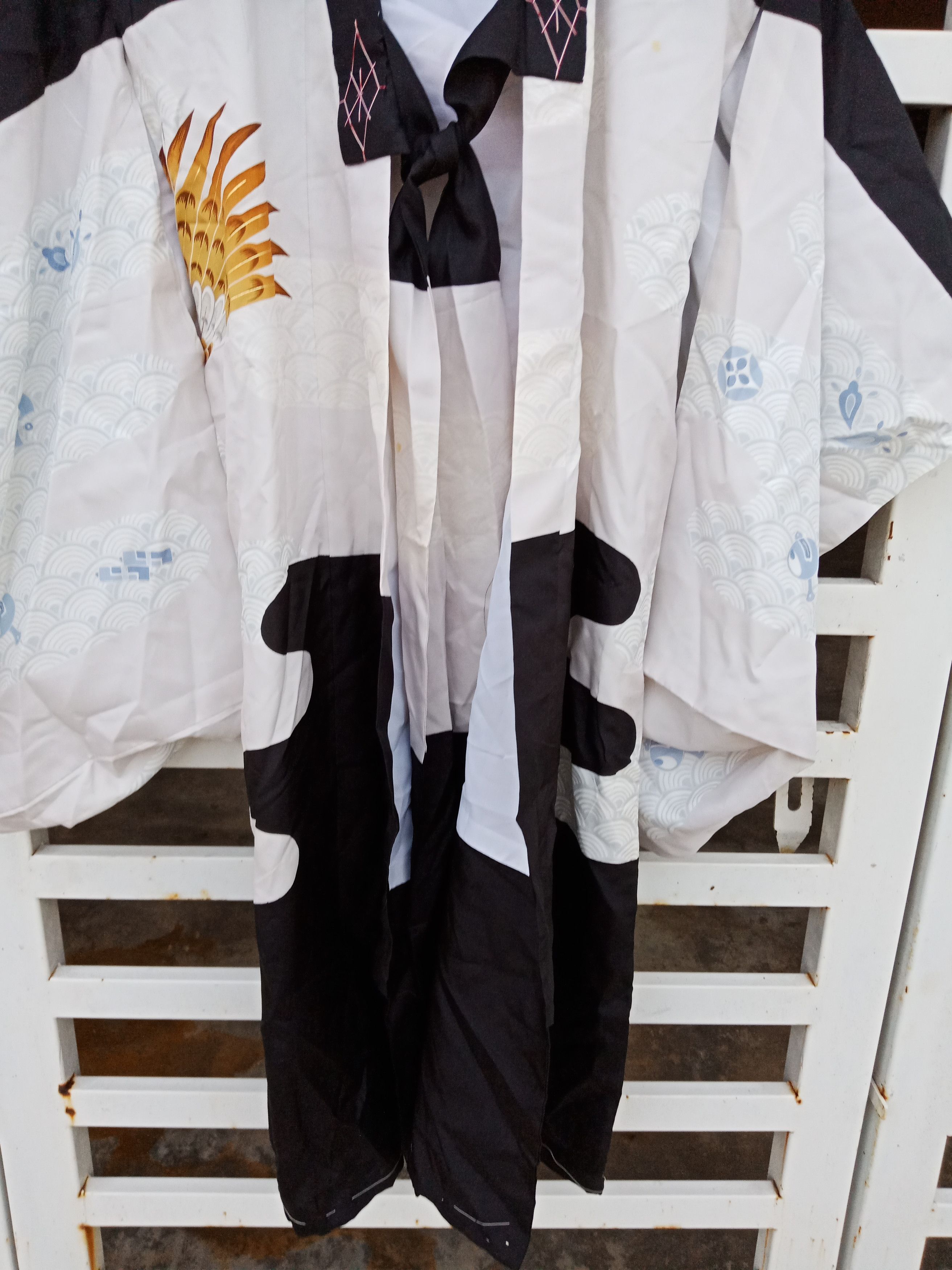 Japanese Brand Kimono Haori Silk Myth Dragon X Eagle Falcon Spell Out Size US S / EU 44-46 / 1 - 5 Thumbnail