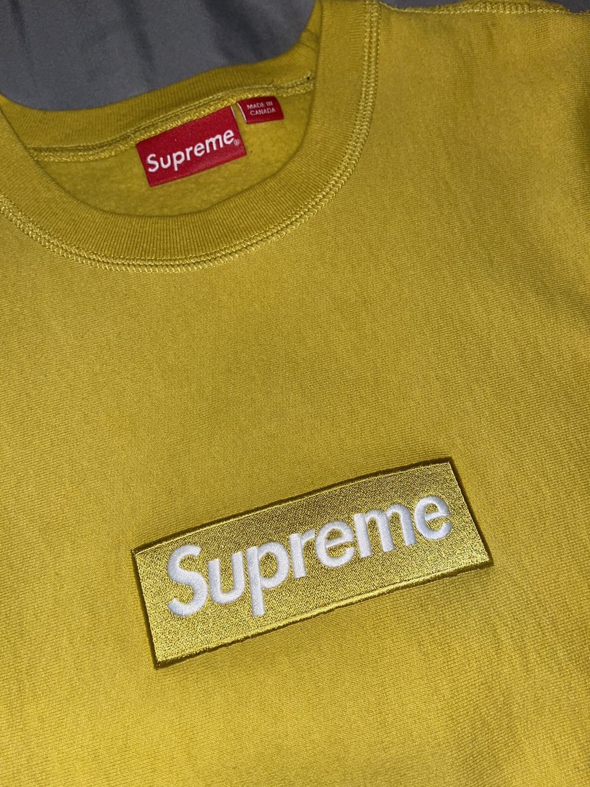 Supreme Supreme Box Logo Crewneck Mustard Yellow | Grailed