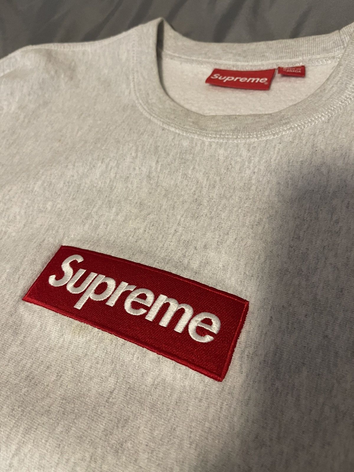 Supreme Ash Grey Box Logo Crewneck - Tops
