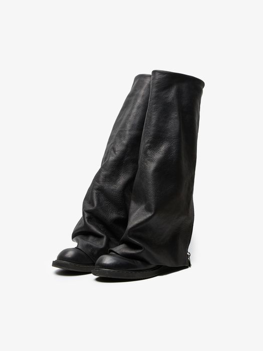 Rick Owens SS11 Flared Black Zip Leather Boots | Grailed