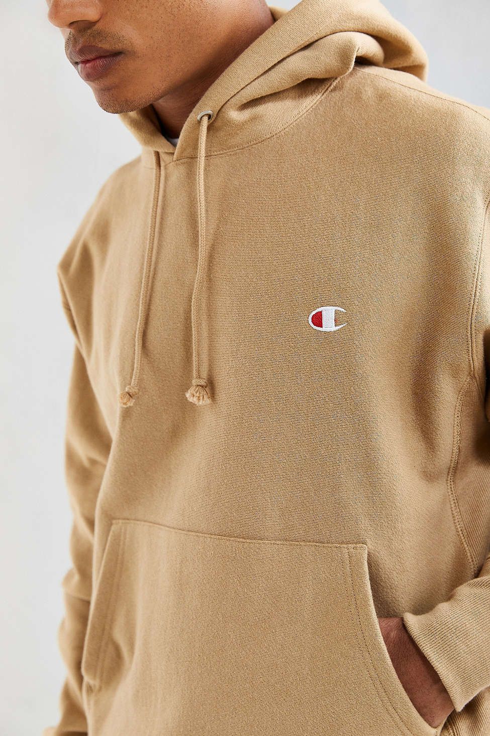 Champion reverse weave hoodie sweatshirt taupe best sale