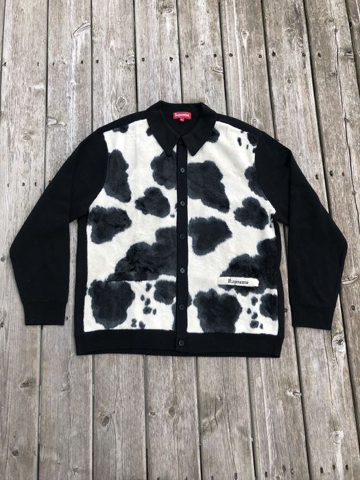 Supreme Supreme Cow Print Cardigan Black | Grailed