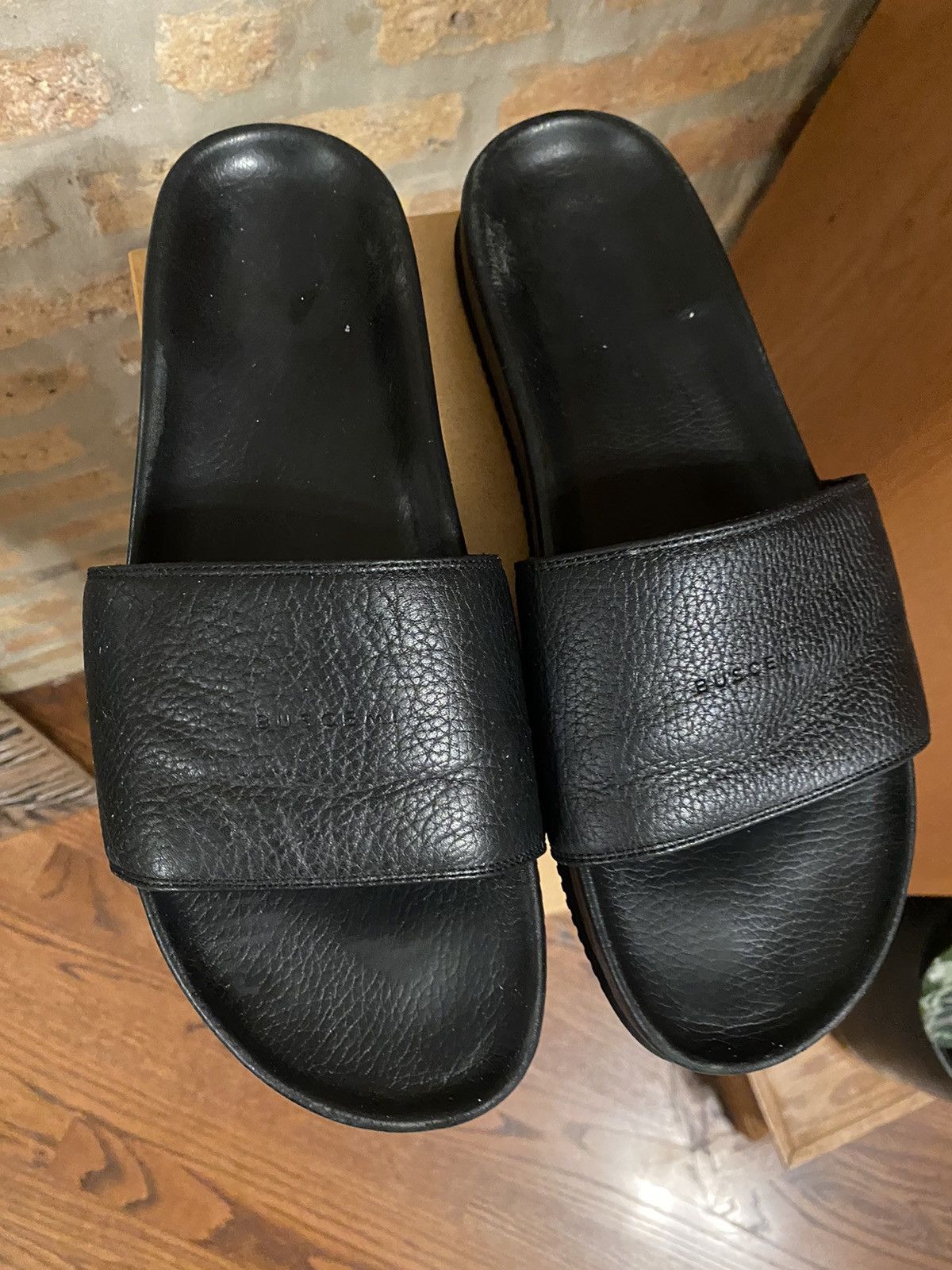 Buscemi Black leather Buscemi slides | Grailed