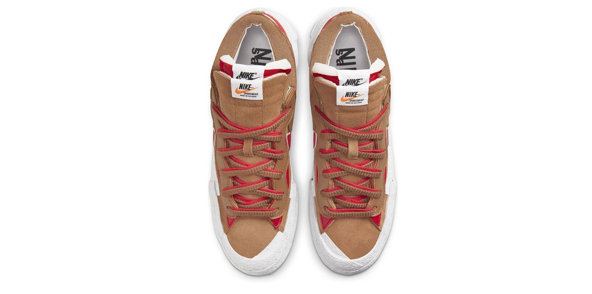 Nike × Sacai Blazer Low - British Tan / Uni Red Size US 9 / EU 42 - 2 Thumbnail