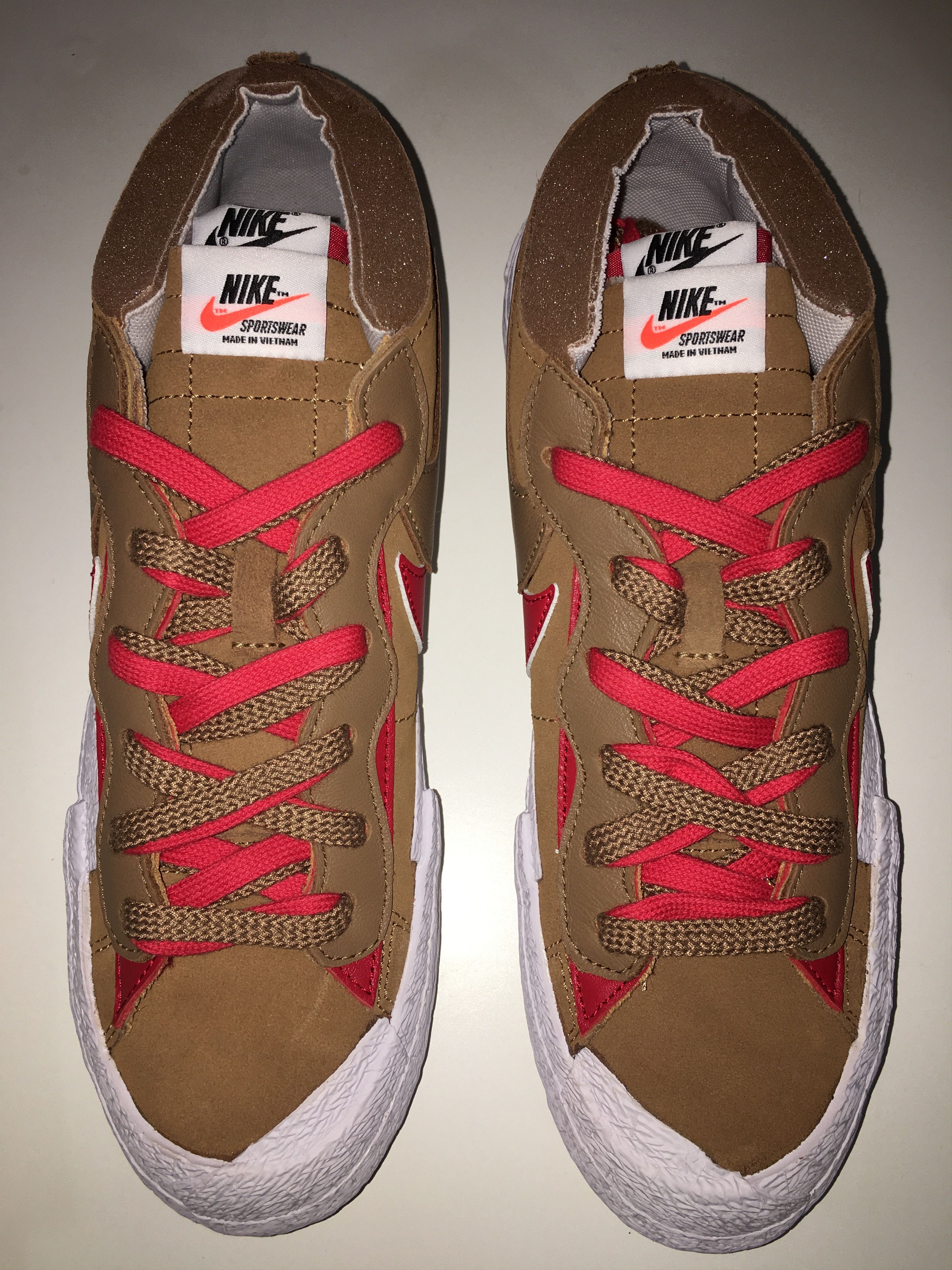 Nike × Sacai Blazer Low - British Tan / Uni Red Size US 9 / EU 42 - 6 Thumbnail