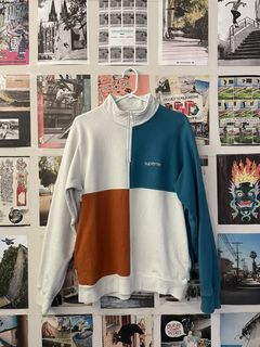 Supreme color blocked outlet half zip sweatshirt