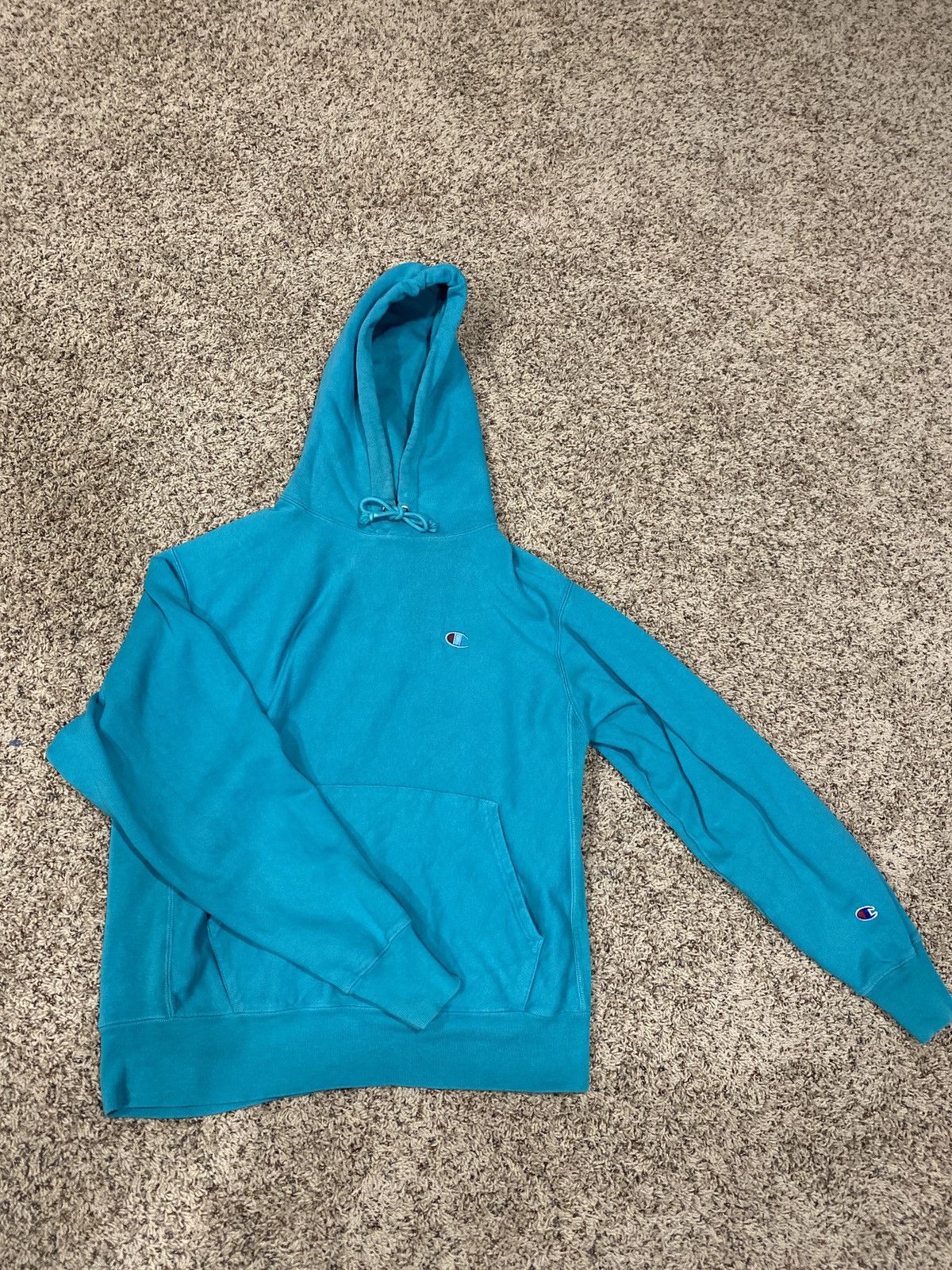 Champion reverse weave teal pigment dyed hoodie deals