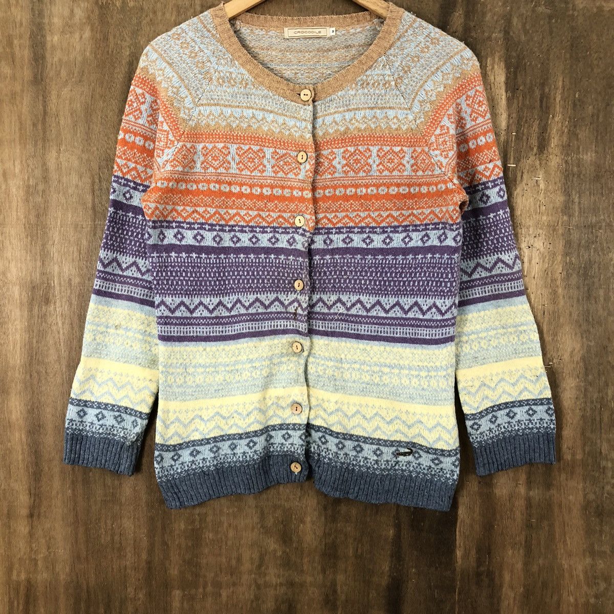 Aran Isles Knitwear × Japanese Brand Crocodile Multicolor Cardigan Knitwear #029 Size US M / EU 48-50 / 2 - 3 Thumbnail