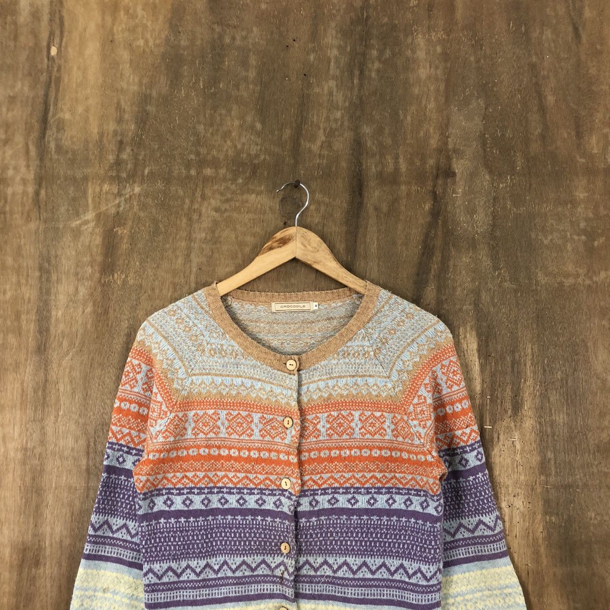 Aran Isles Knitwear × Japanese Brand Crocodile Multicolor Cardigan Knitwear #029 Size US M / EU 48-50 / 2 - 2 Thumbnail