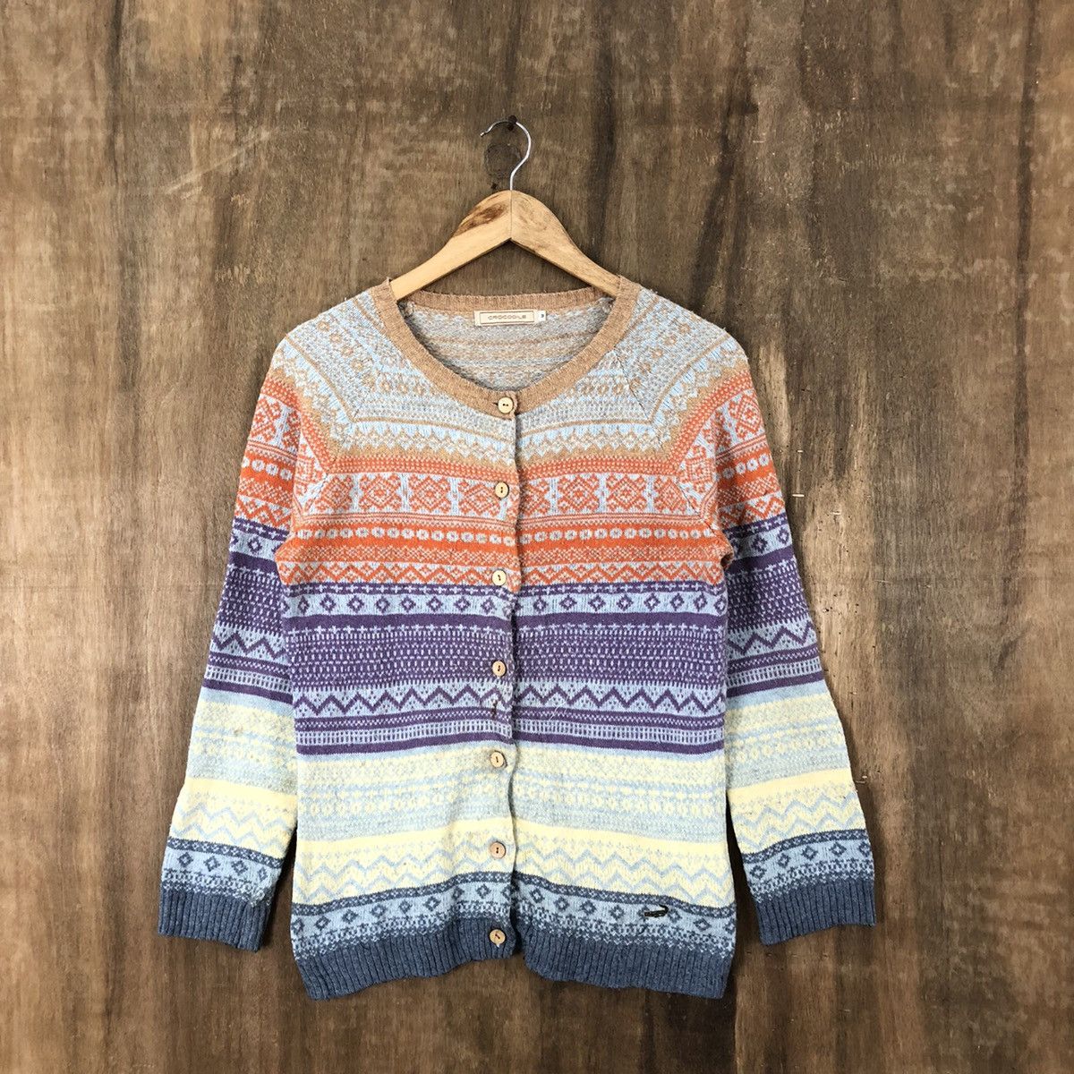 Aran Isles Knitwear × Japanese Brand Crocodile Multicolor Cardigan Knitwear #029 Size US M / EU 48-50 / 2 - 1 Thumbnail