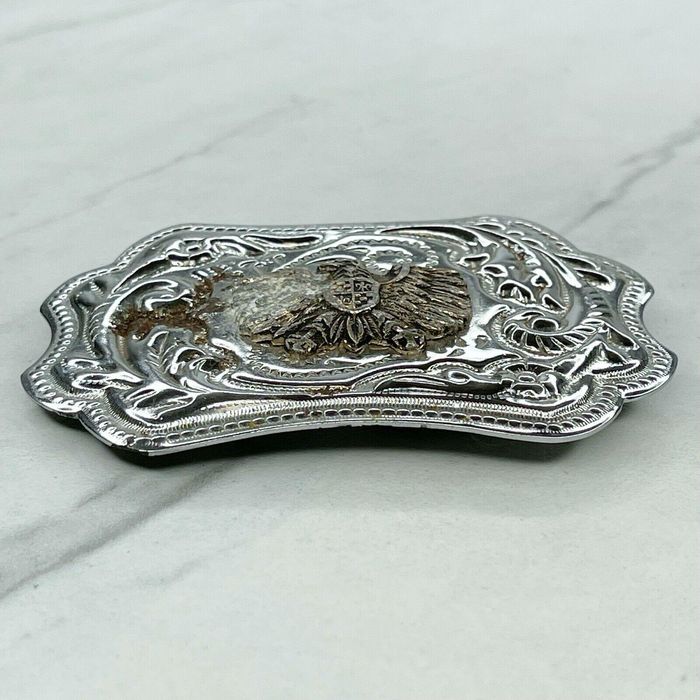 Vintage Gold and Silver Tone Vintage Phoenix Bird Crest Belt Buckle ...