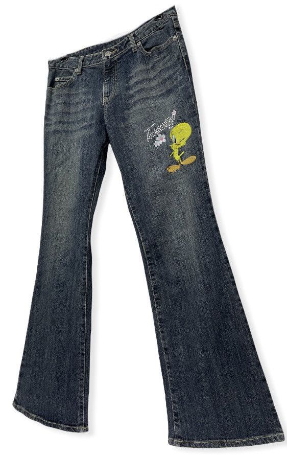 Cartoon Network DOPE🔥Vintage TWEETY LOONEY TUNES Flared Stretch Denim Size US 30 / EU 46 - 2 Thumbnail