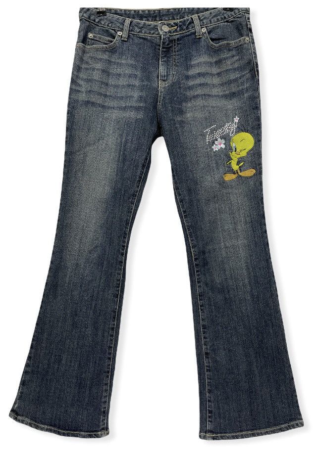Cartoon Network DOPE🔥Vintage TWEETY LOONEY TUNES Flared Stretch Denim Size US 30 / EU 46 - 3 Thumbnail