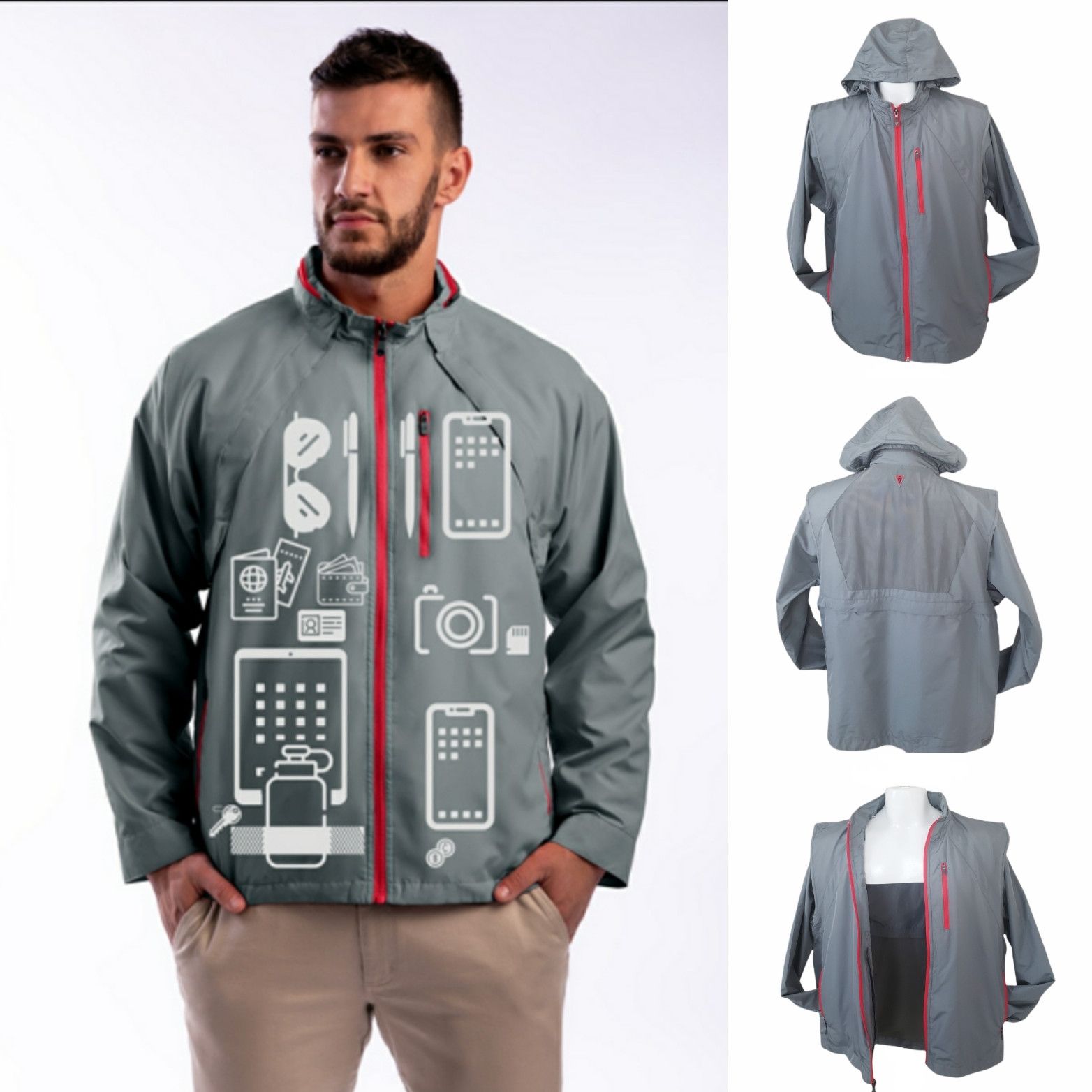 Chemise Technique Scott EVest Homme Taille L Gris - Manches Courtes, 2 Poches - Occasion Très Bon état