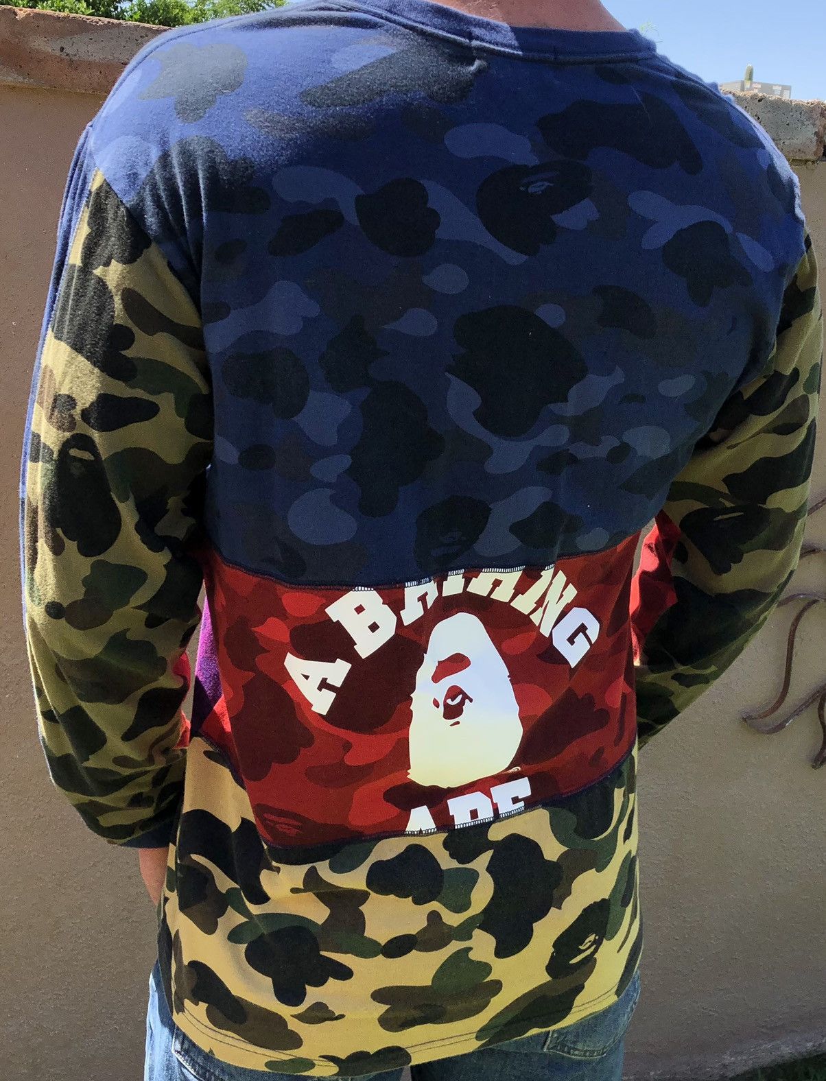 image of Bape Mixed Camo Crazy Long Sleeve T-Shirt XL Multi Camo, Men's