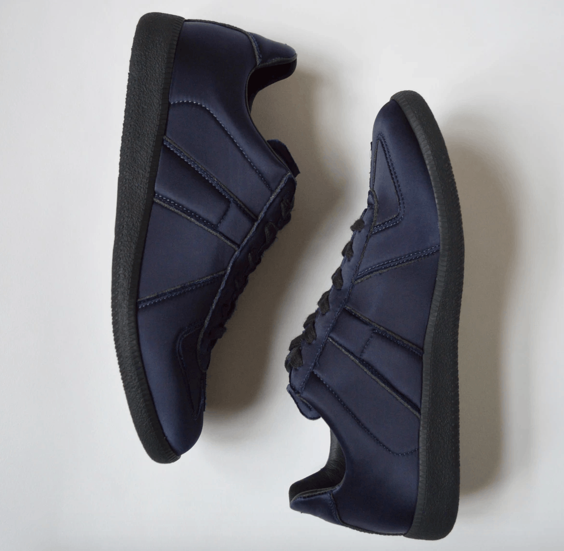 image of Maison Margiela Satin Gat Sneakers in Dark Blue, Men's (Size 10)