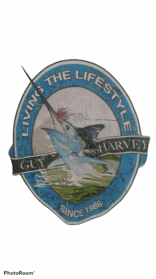 Vtg Guy Harvey Big Marlin Fish print screen foam t shirt