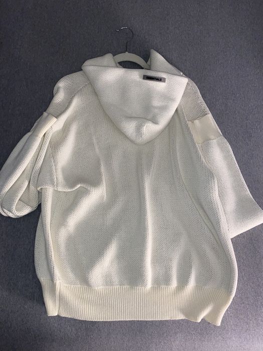Fear of God Essentials Knit Hoodie (FW20) Cream Grailed