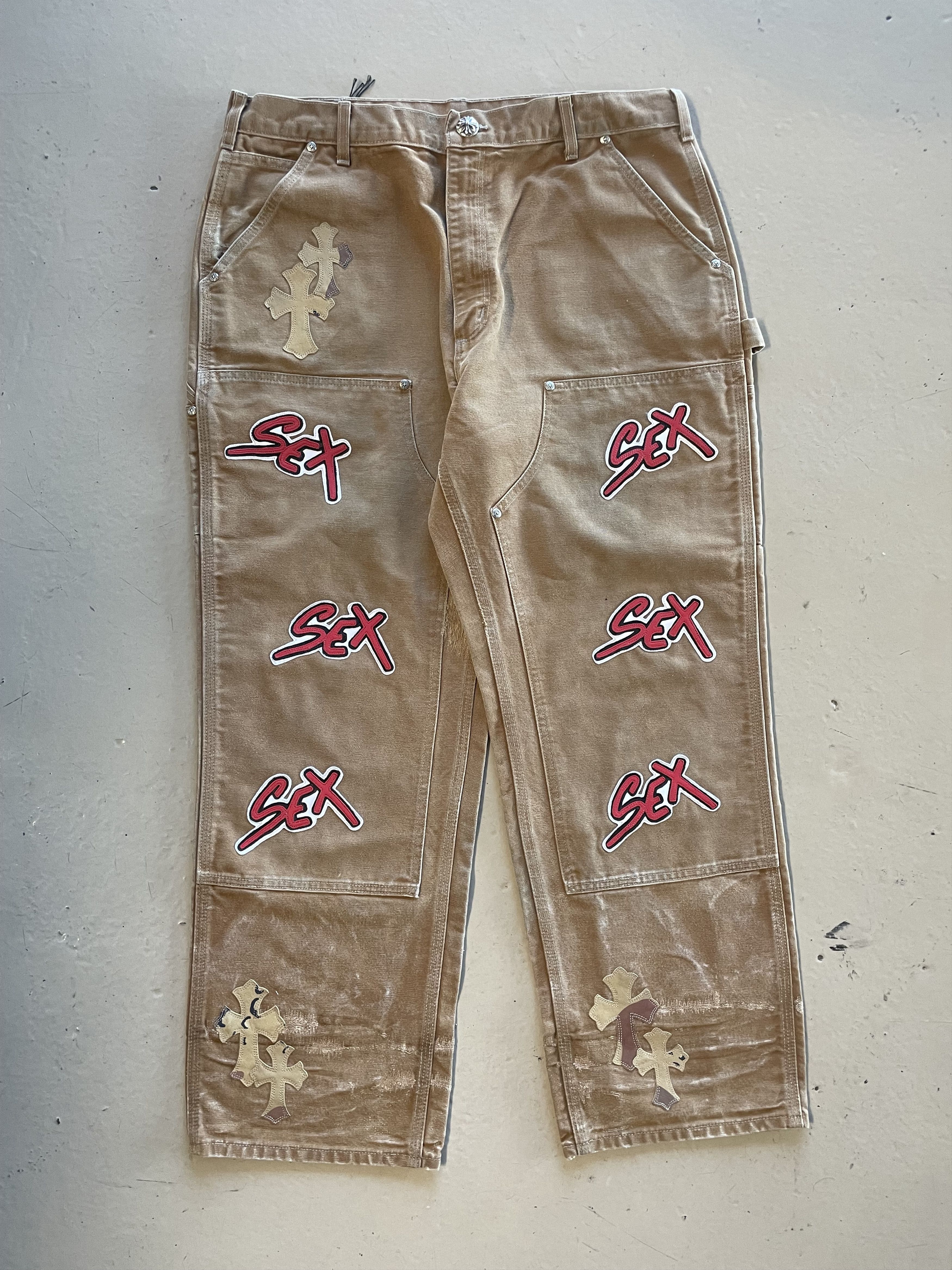 Chrome Hearts Double Knee Sex Records Carpenter Pants | Grailed