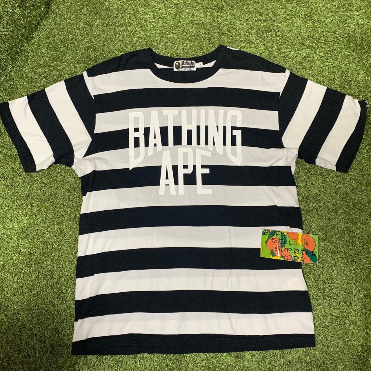Bape BAPE border TEE White/black | Grailed