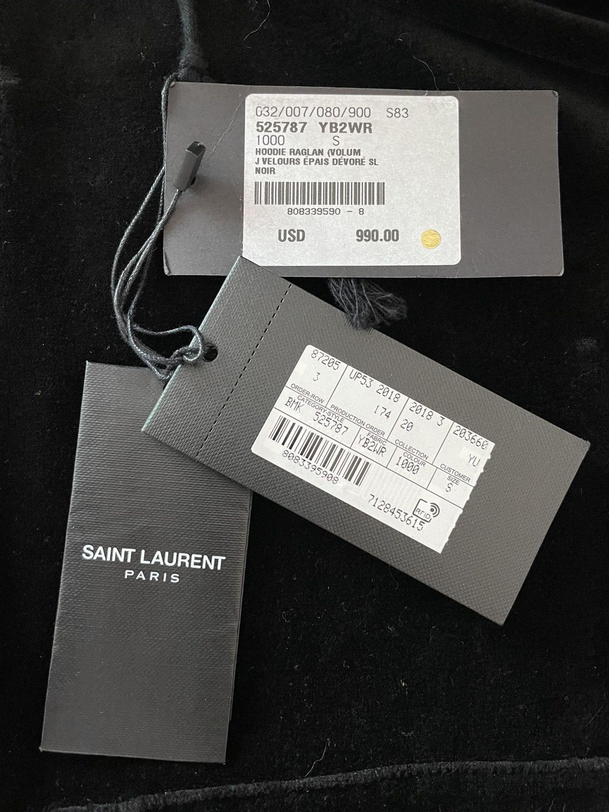 Hedi Slimane × Saint Laurent Paris × Yves Saint Laurent NEW SL Logo Distressed Destroy Velvet Hoodie LimitedEdition Size US S / EU 44-46 / 1 - 5 Thumbnail