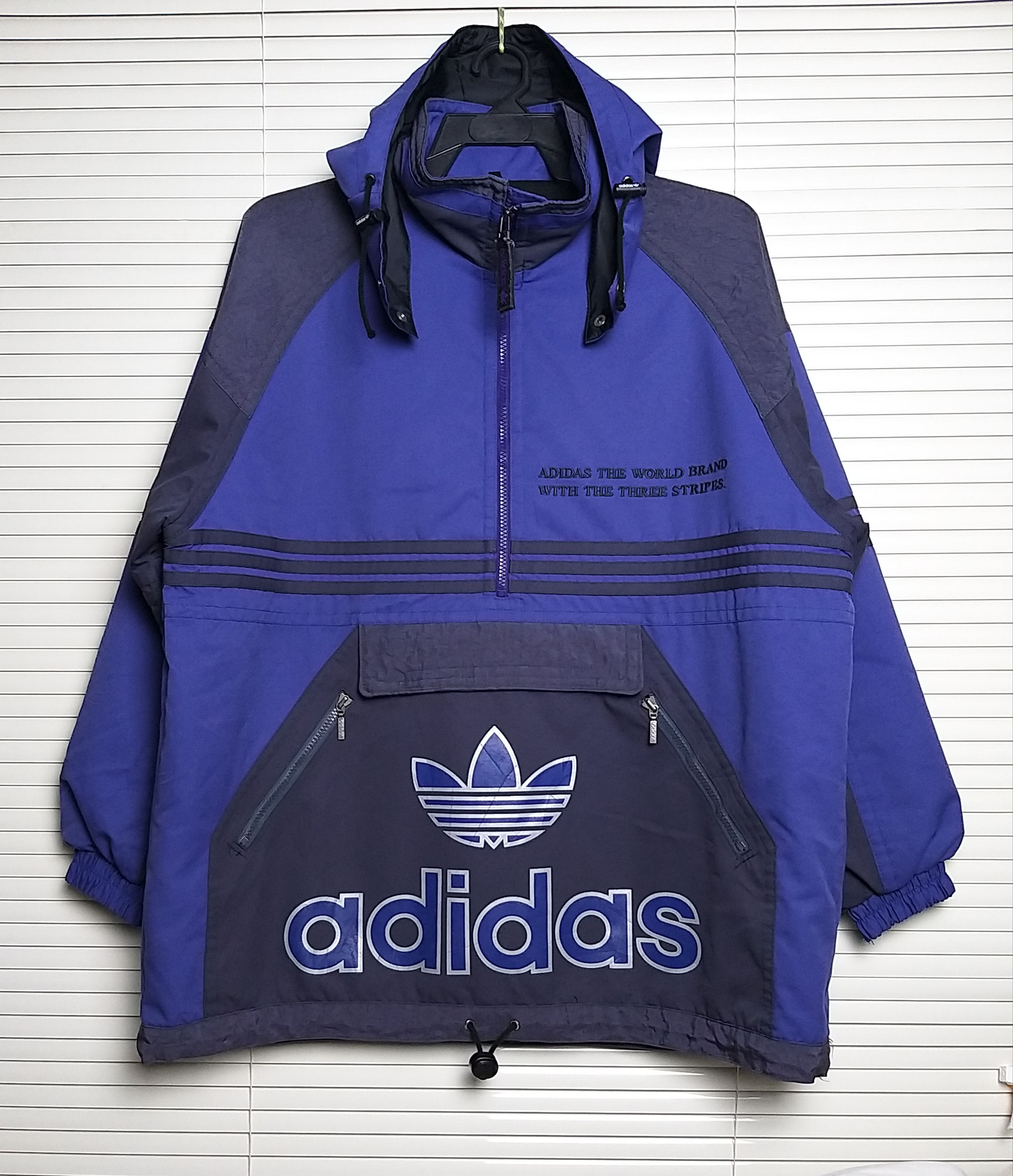 Adidas VINTAGE 90'S ADIDAS TREFOIL HOODIES 1/2 ZIPPER JACKET Size US XL / EU 56 / 4 - 3 Thumbnail