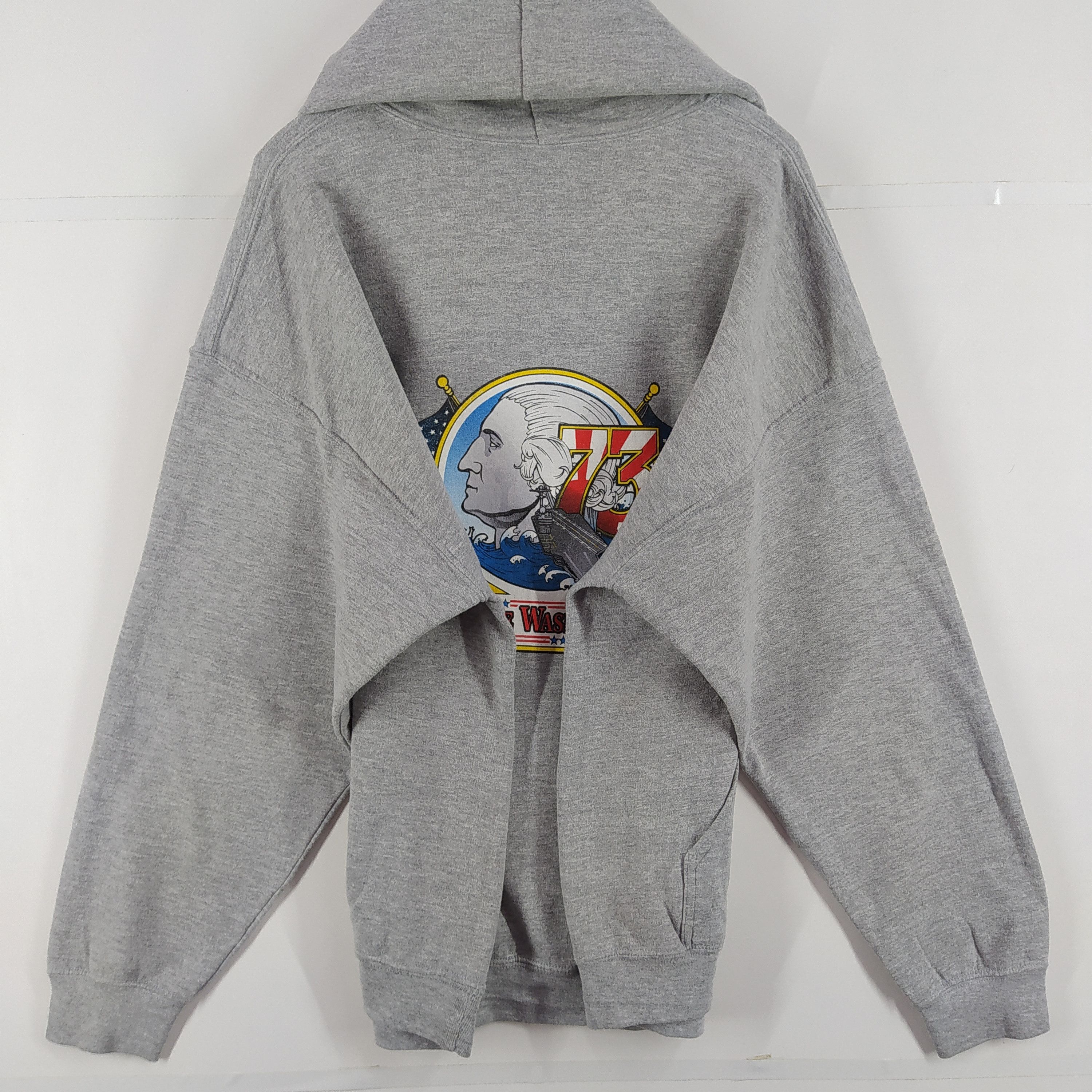 Gildan George Washington Big Backprint By Gildan Grey Hoodie Size US XL / EU 56 / 4 - 3 Thumbnail