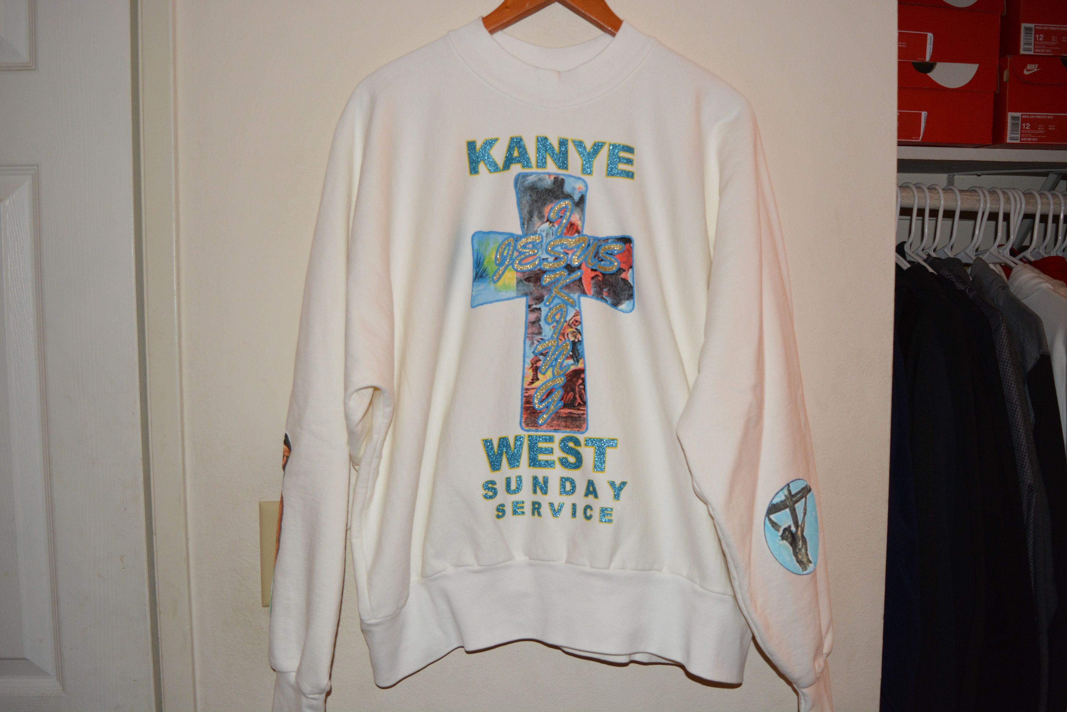 Kanye West DS AWGE JIK Jesus Is King Cross Crewneck Sweatshirt Merch ...