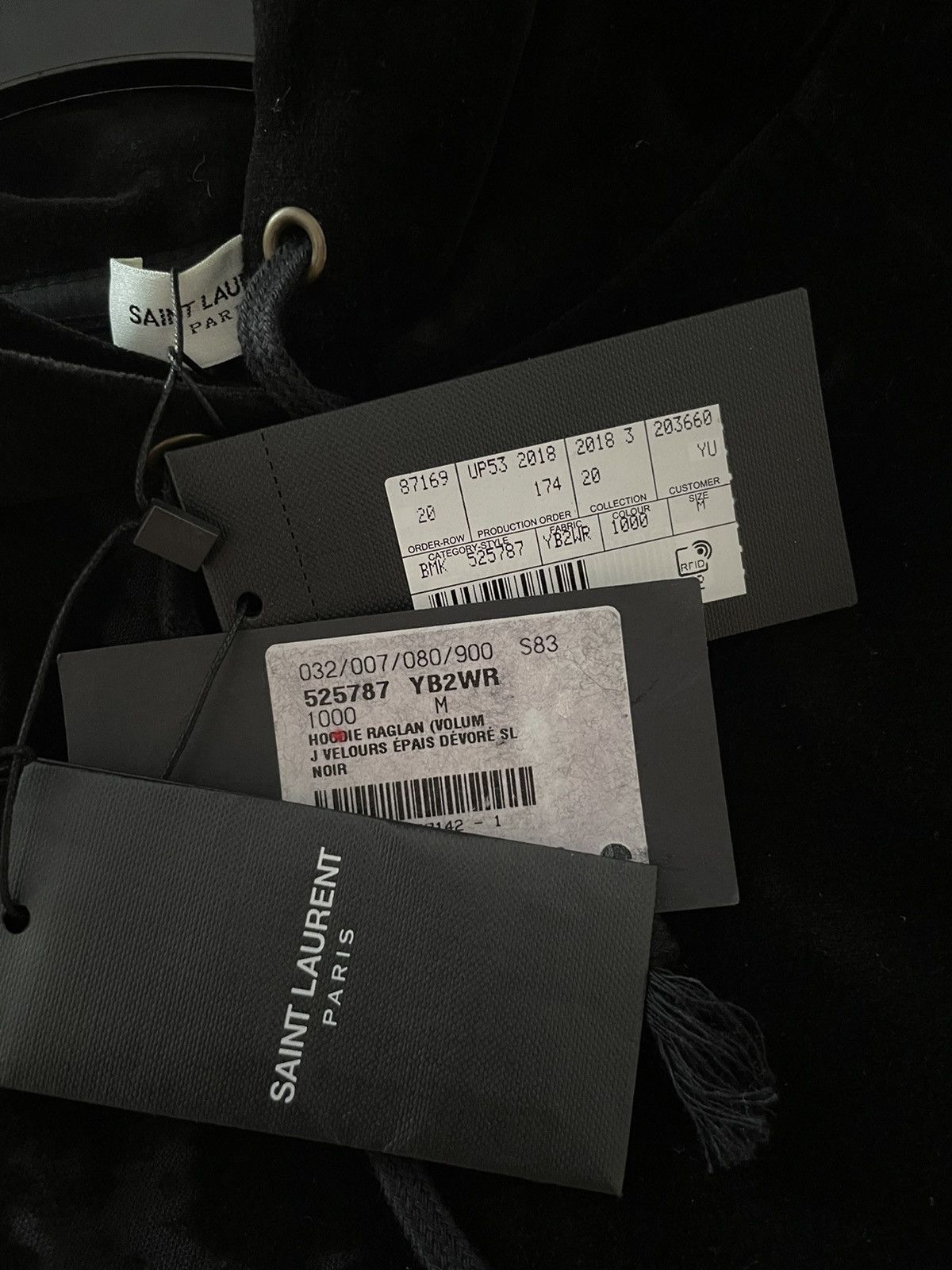 Hedi Slimane × Saint Laurent Paris × Yves Saint Laurent New SL Logo Velvet Distressed Ripped Hoodie Limited Edition Size US M / EU 48-50 / 2 - 5 Thumbnail