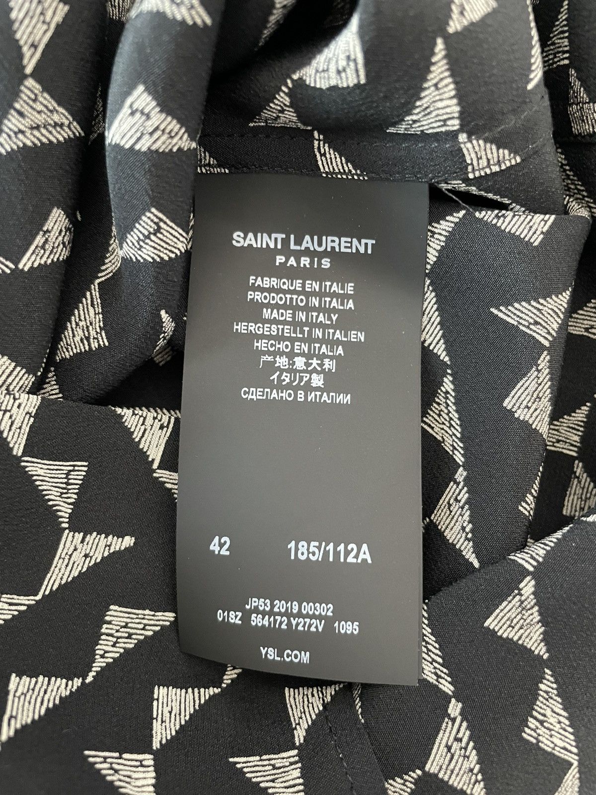 Hedi Slimane × Saint Laurent Paris × Yves Saint Laurent Saint Laurent Super Runway Pure Silk Shirt Triangle Print Size US L / EU 52-54 / 3 - 11 Thumbnail