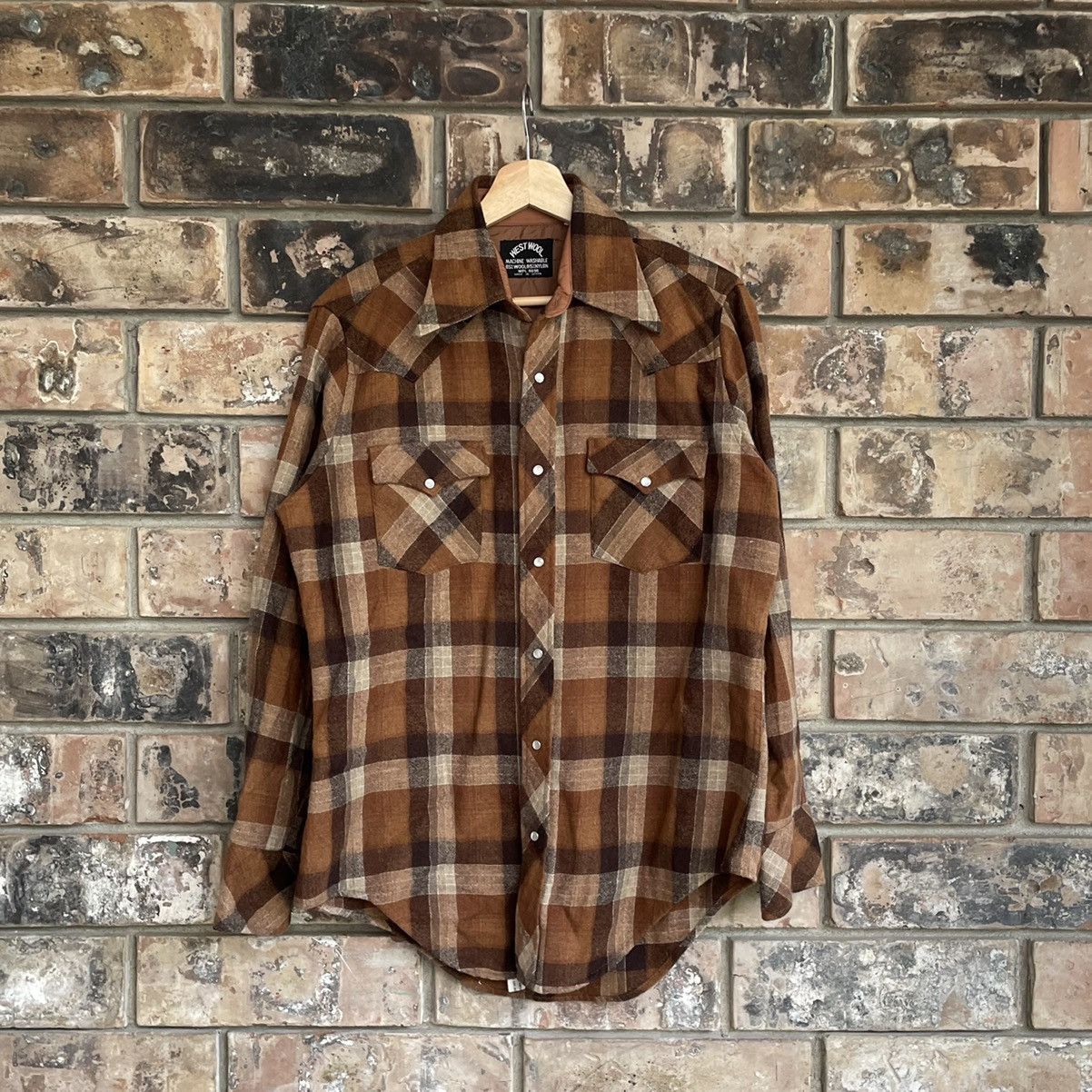 Flannel × Vintage Vintage Brown Wool Flannel Button Up Shirt Travis Scott Size US L / EU 52-54 / 3 - 1 Thumbnail