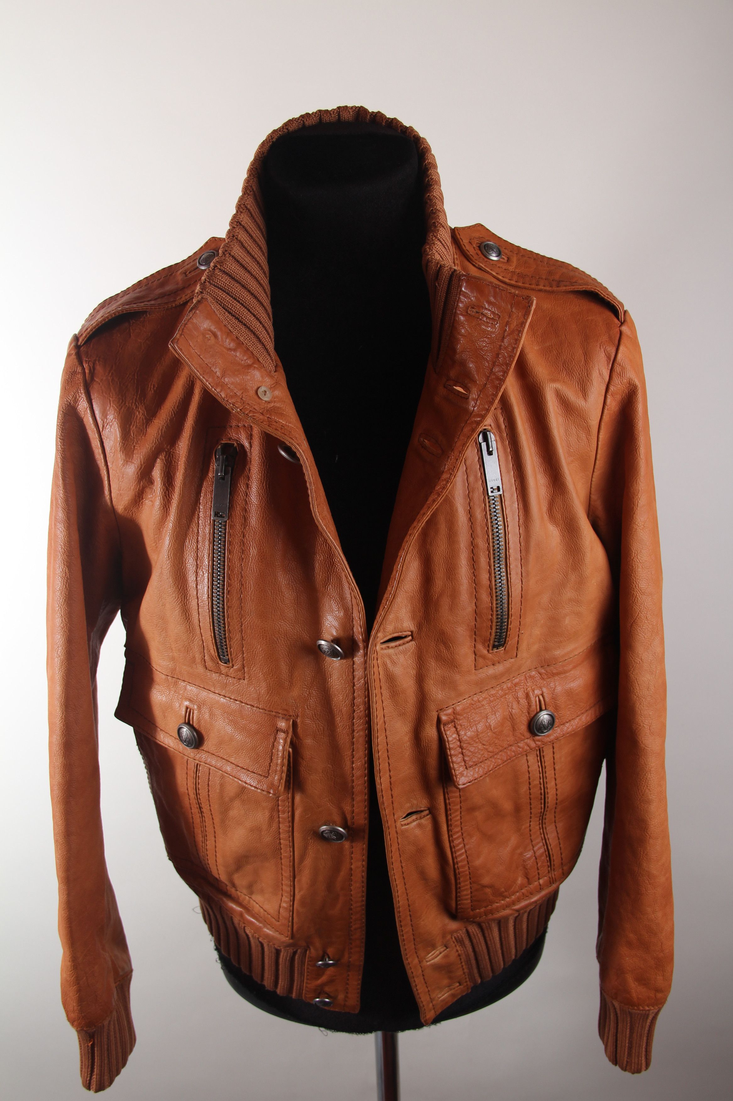 Gucci Rare Leather Tattoo Jacket sz 52 003529