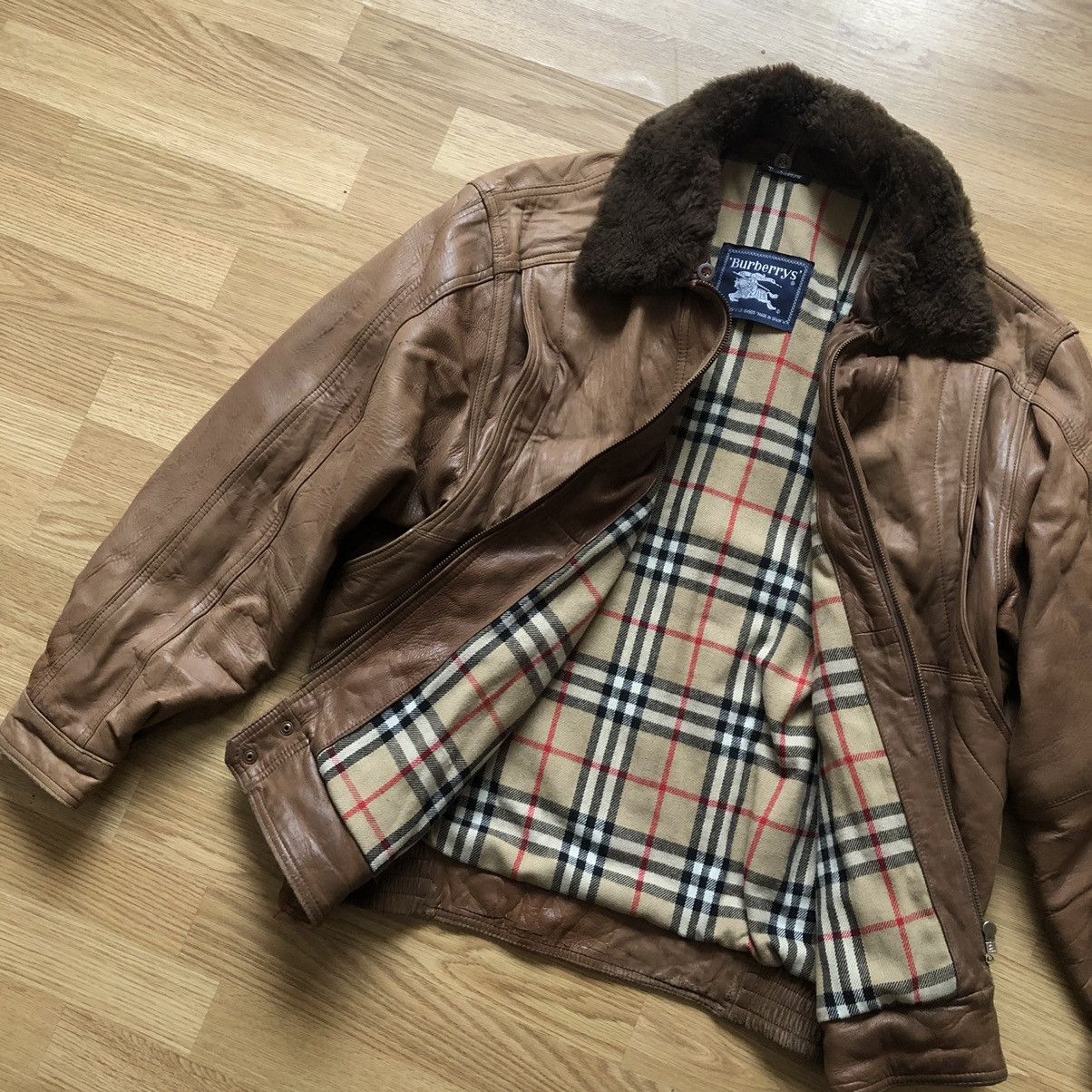 ジャケット・アウター Burberry eco leather jacket nova check Vintage Burberry Leather JACKET nova check OvERCOAT women's