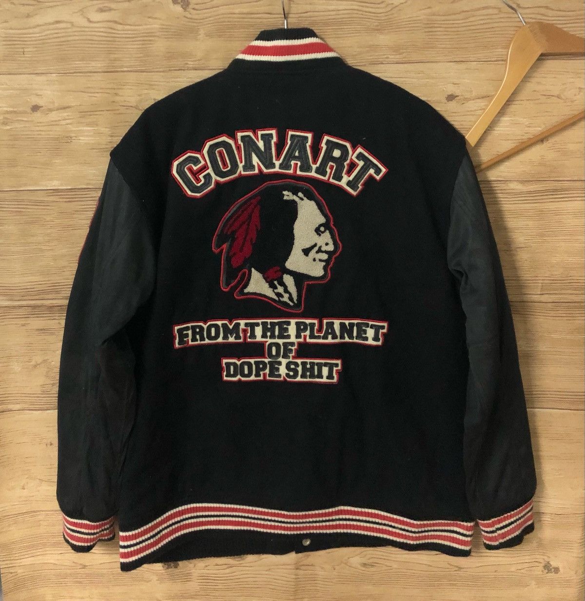 Vintage Vintage Varsity Jacket Conart 90’s Wool Spell Out Hip Hop Size US L / EU 52-54 / 3 - 1 Thumbnail
