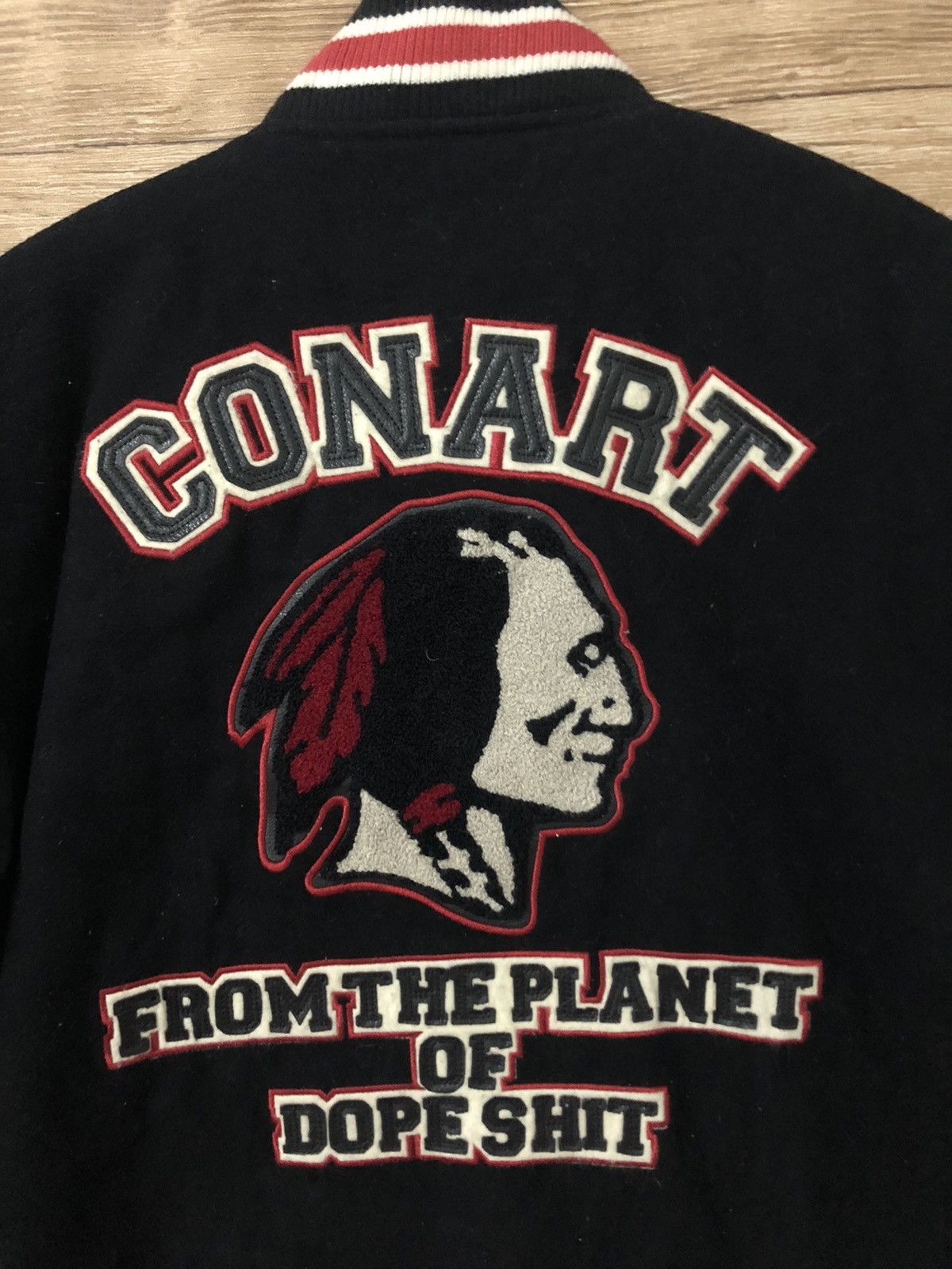 Vintage Vintage Varsity Jacket Conart 90’s Wool Spell Out Hip Hop Size US L / EU 52-54 / 3 - 8 Thumbnail