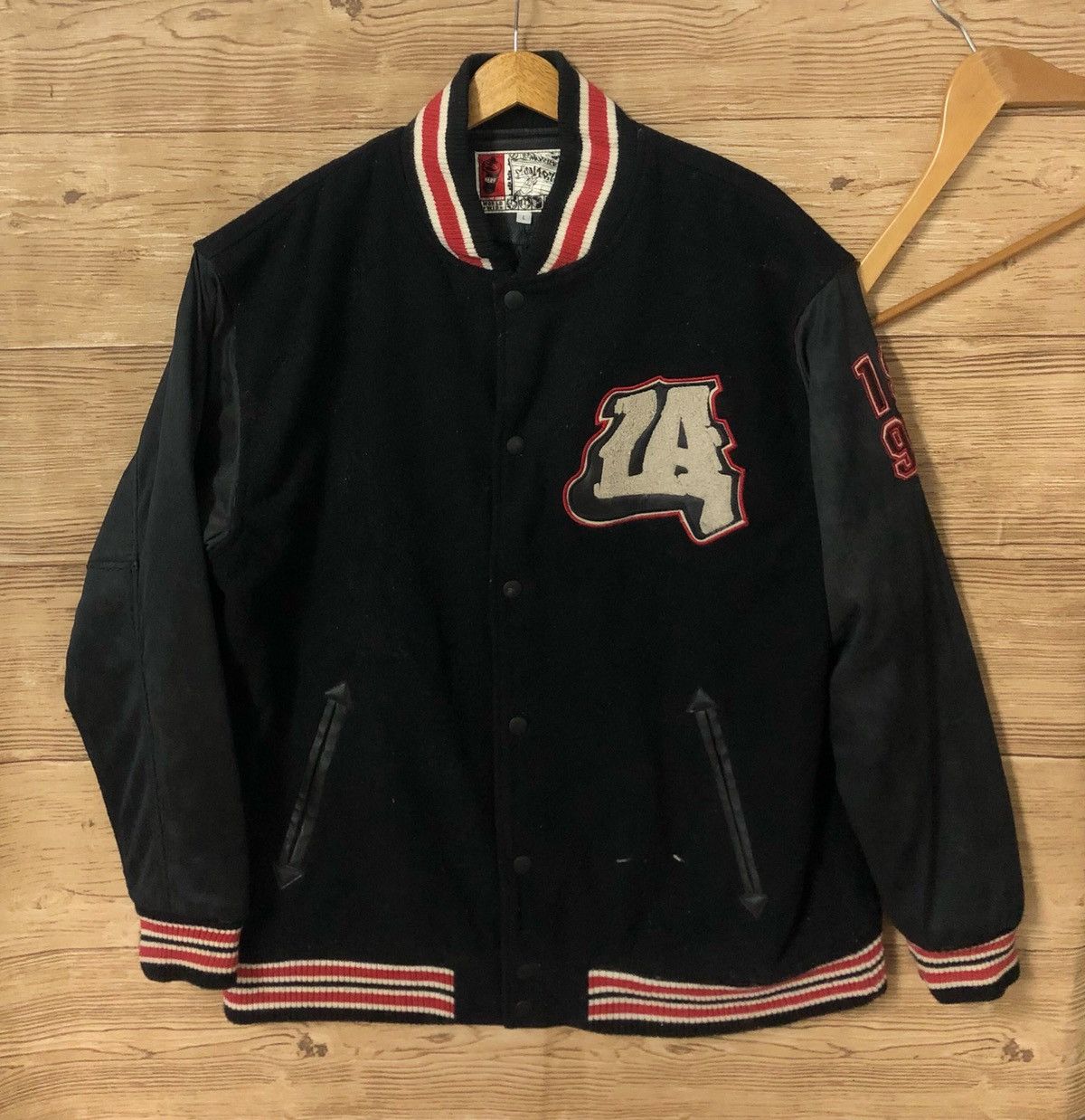 Vintage Vintage Varsity Jacket Conart 90’s Wool Spell Out Hip Hop Size US L / EU 52-54 / 3 - 2 Thumbnail