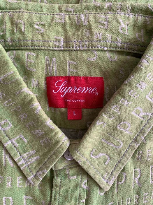 Supreme Supreme Warp Jacquard Logos Denim Shirt Sage | Grailed