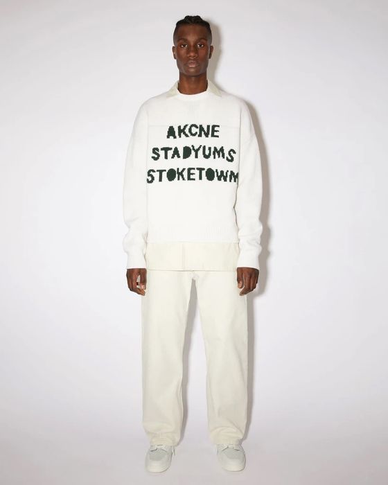 Acne Studios White intarsia wool sweater | Grailed