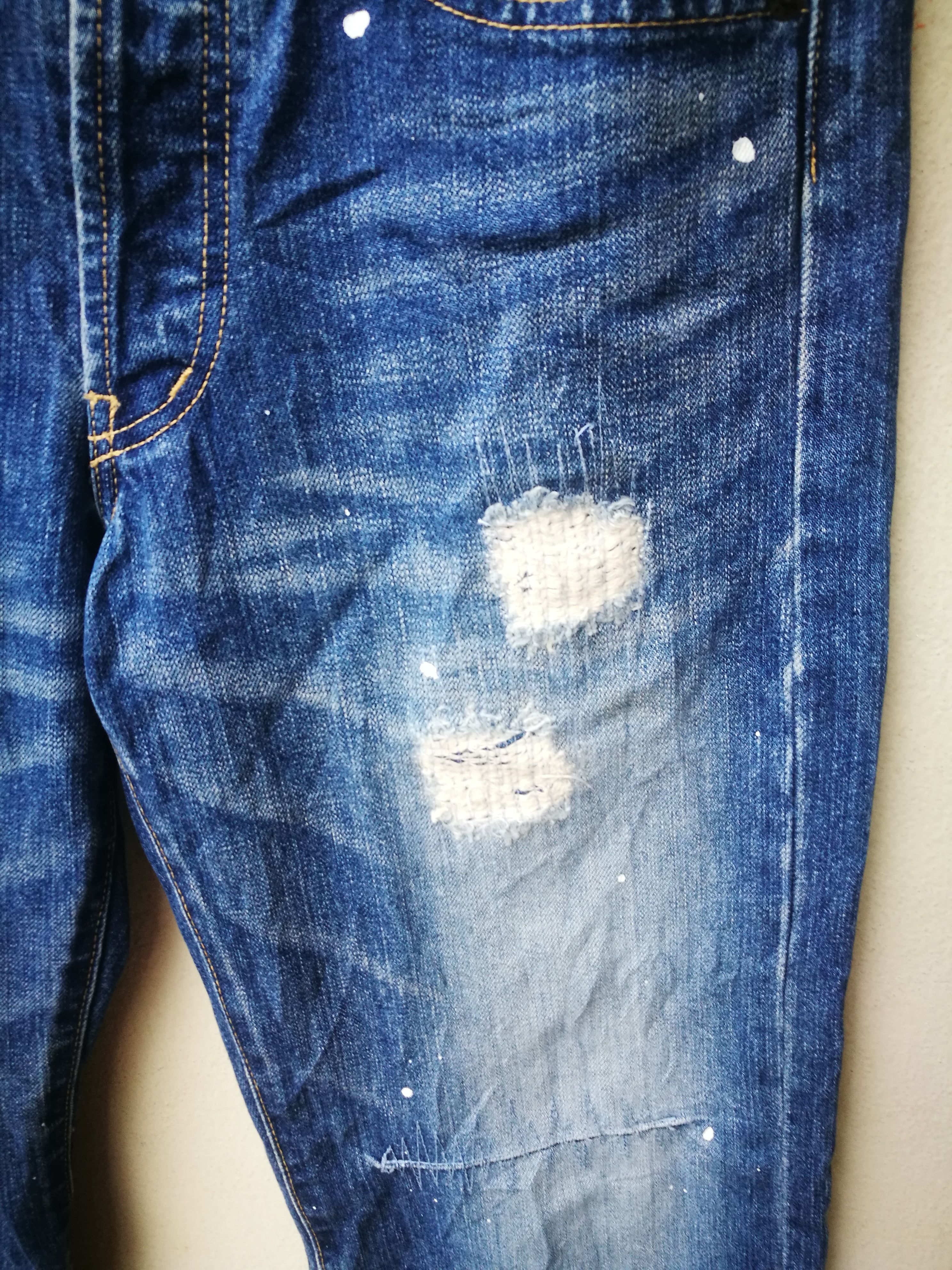 Japanese Brand × Takeo Kikuchi Takeo Kikuchi Distressed Painting Denim Size US 31 - 10 Thumbnail
